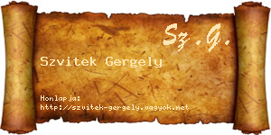 Szvitek Gergely névjegykártya